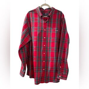 Vineyard Vines Men’s Classic Fit Tucker Long Sleeve Button Down Red/Green SizeXT